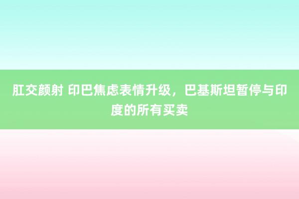 肛交颜射 印巴焦虑表情升级，巴基斯坦暂停与印度的所有买卖