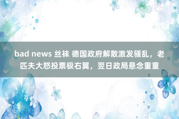 bad news 丝袜 德国政府解散激发骚乱，老匹夫大怒投票极右翼，翌日政局悬念重重