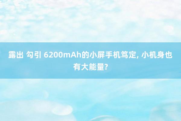 露出 勾引 6200mAh的小屏手机笃定， 小机身也有大能量?
