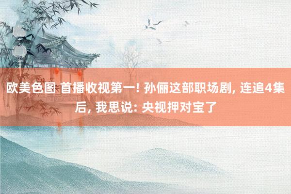 欧美色图 首播收视第一! 孙俪这部职场剧， 连追4集后， 我思说: 央视押对宝了